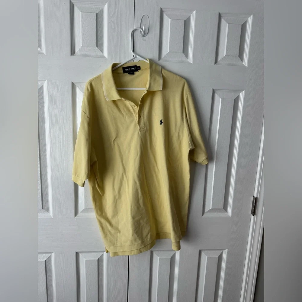 Polo Golf Ralph Lauren Butter Yellow & Navy Polo Shirt XL Quiet Luxury Vintage